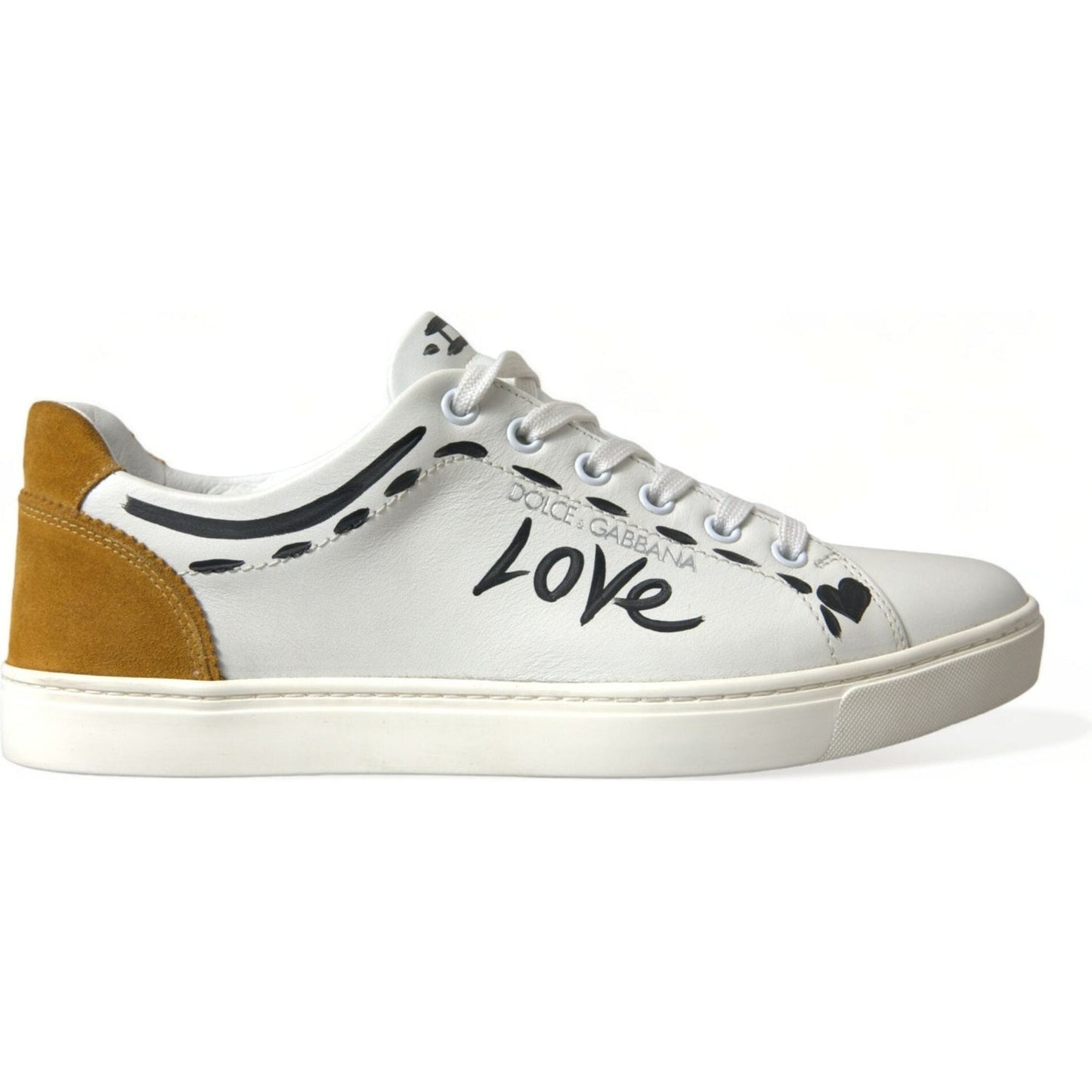 Dolce & Gabbana White Leather LOVE Milano Men Sneakers Shoes