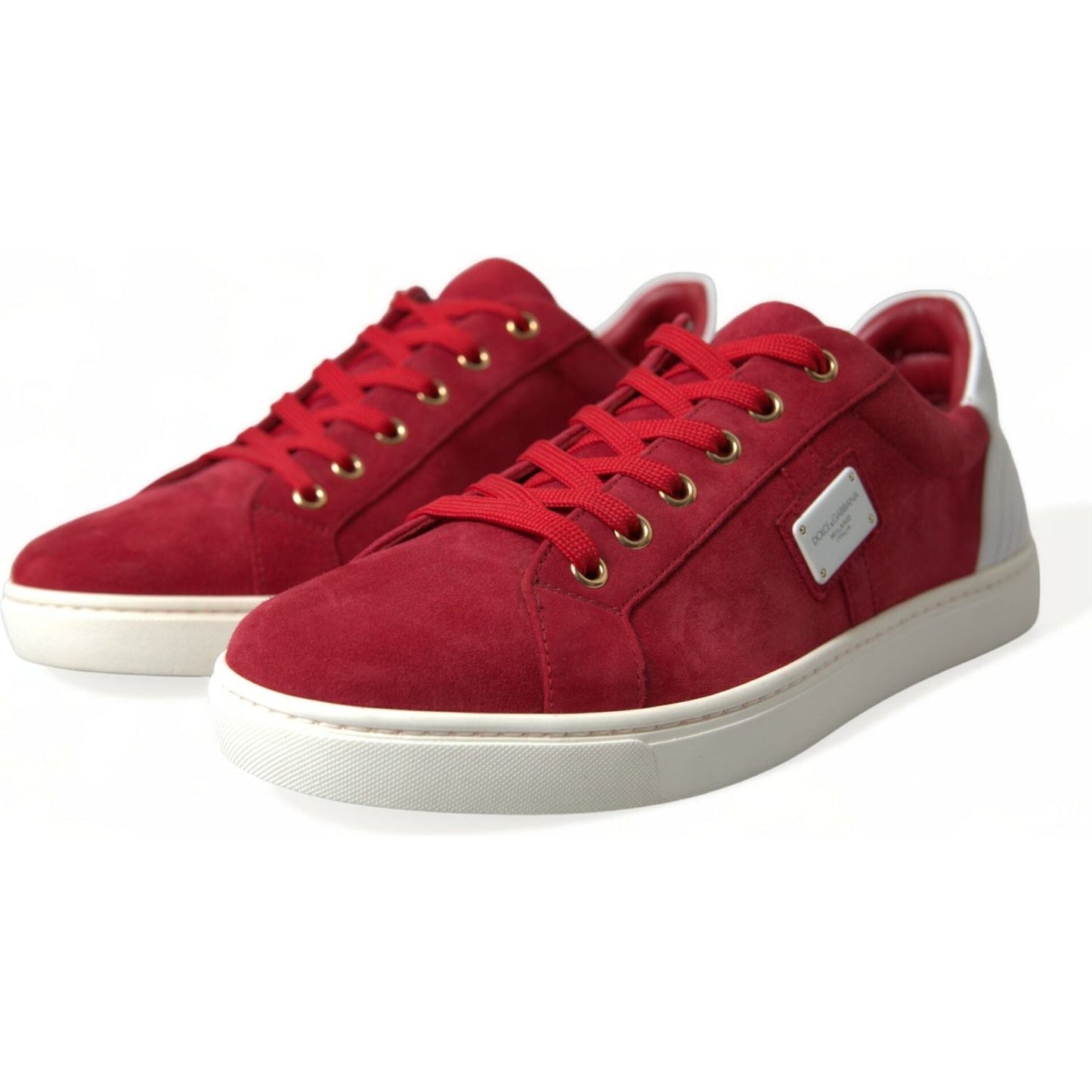 Dolce & Gabbana Elegant Red & White Low Top Sneakers Dolce & Gabbana