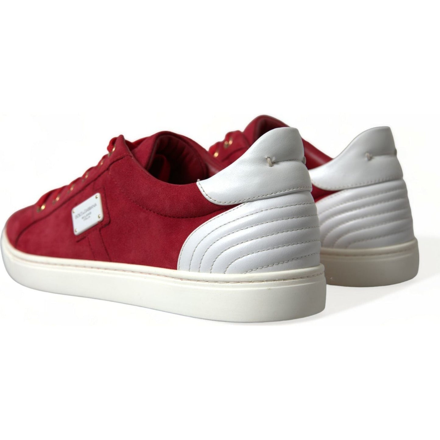 Dolce & Gabbana Red Suede Leather Men Low Top Sneakers Shoes