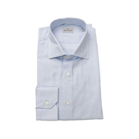 Bagutta Light Blue Cotton Mens Shirt Bagutta