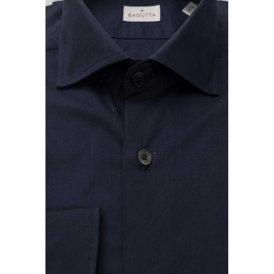 Bagutta Blue Cotton Men Shirt Bagutta