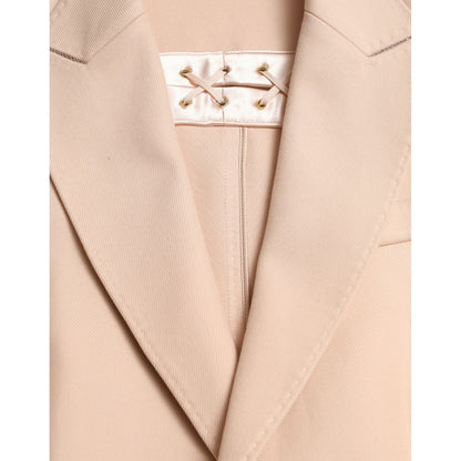 Dolce & Gabbana Beige Cotton Single Breasted Long Coat Jacket
