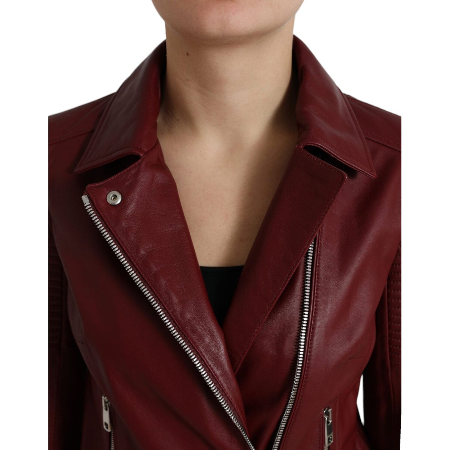 Dolce & Gabbana Bordeaux Biker Leather Jacket Dolce & Gabbana