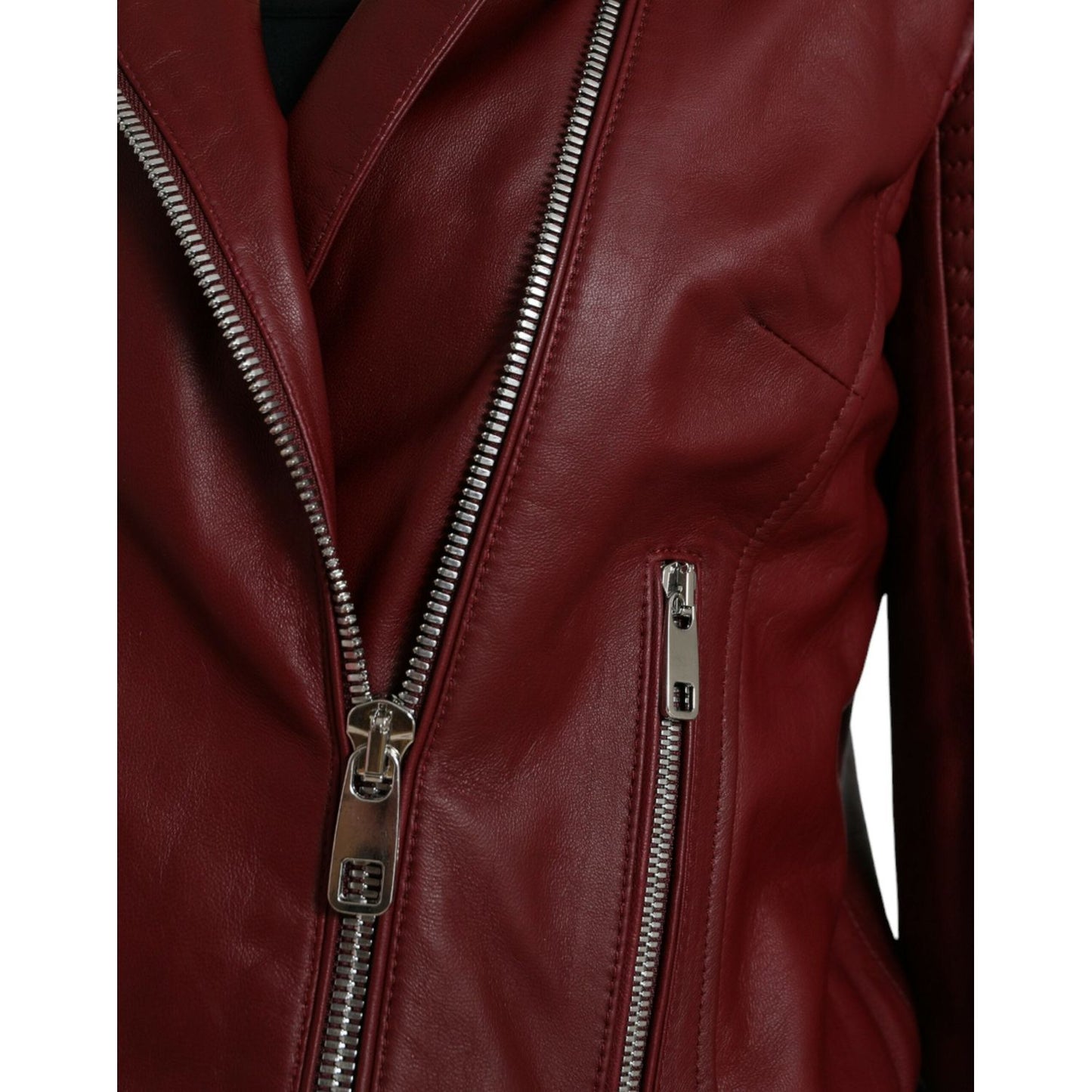 Dolce & Gabbana Bordeaux Biker Leather Jacket Dolce & Gabbana