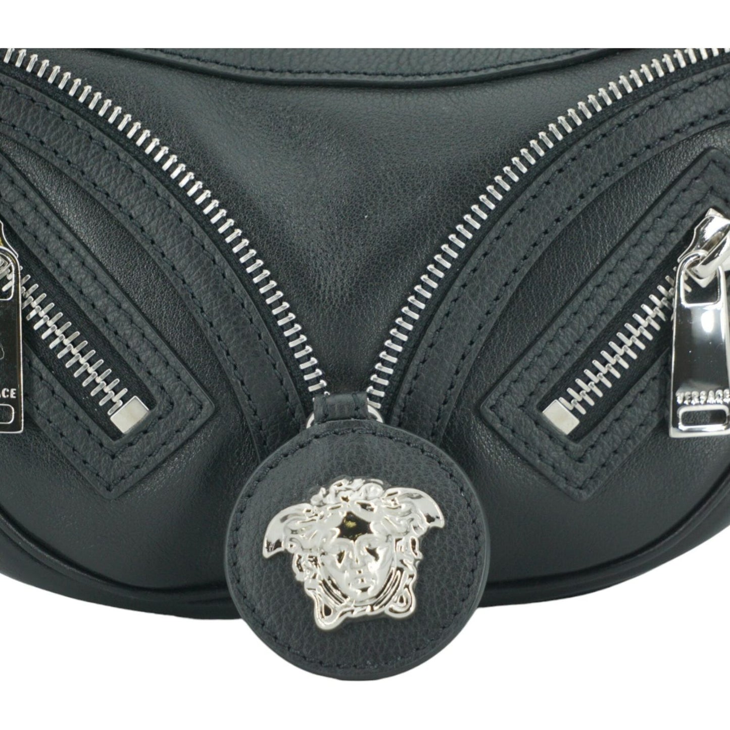Versace Black Calf Leather Hobo Mini Shoulder Bag