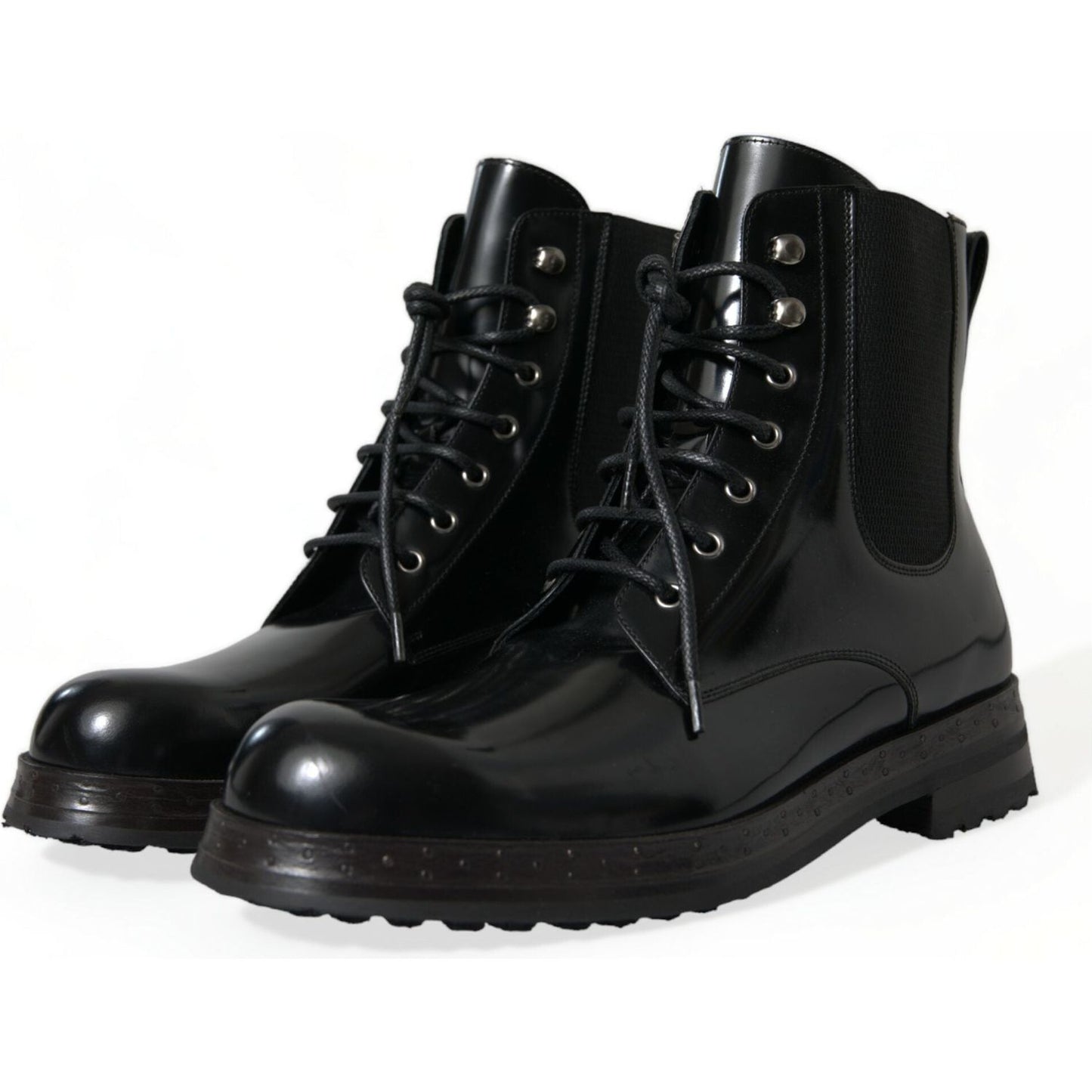 Dolce & Gabbana Elegant Black Leather Mid Calf Men's Boots Dolce & Gabbana