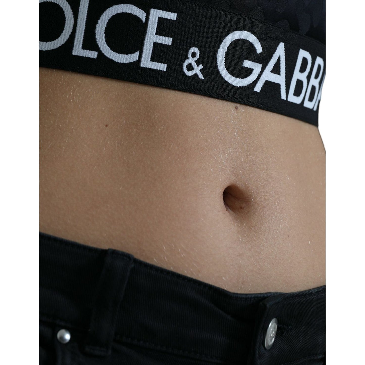 Dolce & Gabbana Elegant Black Cropped Top with Zip Closure Dolce & Gabbana