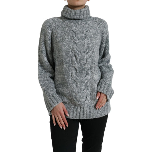 Dolce & Gabbana Elegant Gray Cashmere Blend Turtleneck Pullover