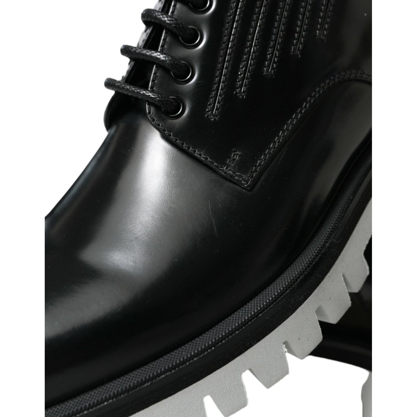 Dolce & Gabbana Sophisticated Black and White Leather Derby Shoes Dolce & Gabbana