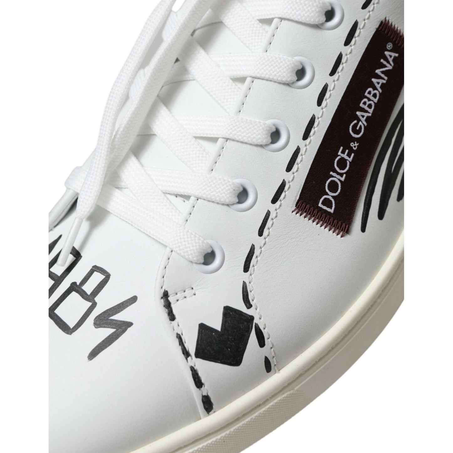 Dolce & Gabbana Exclusive White Bordeaux Low Top Sneakers Dolce & Gabbana