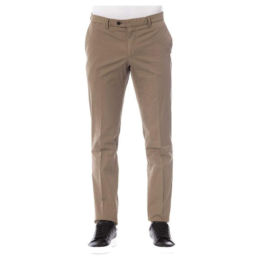 Elegant Cotton Trousers in Classic Brown