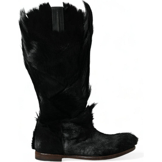 Dolce & Gabbana Opulent Gazelle Fur Mid Calf Boots Dolce & Gabbana