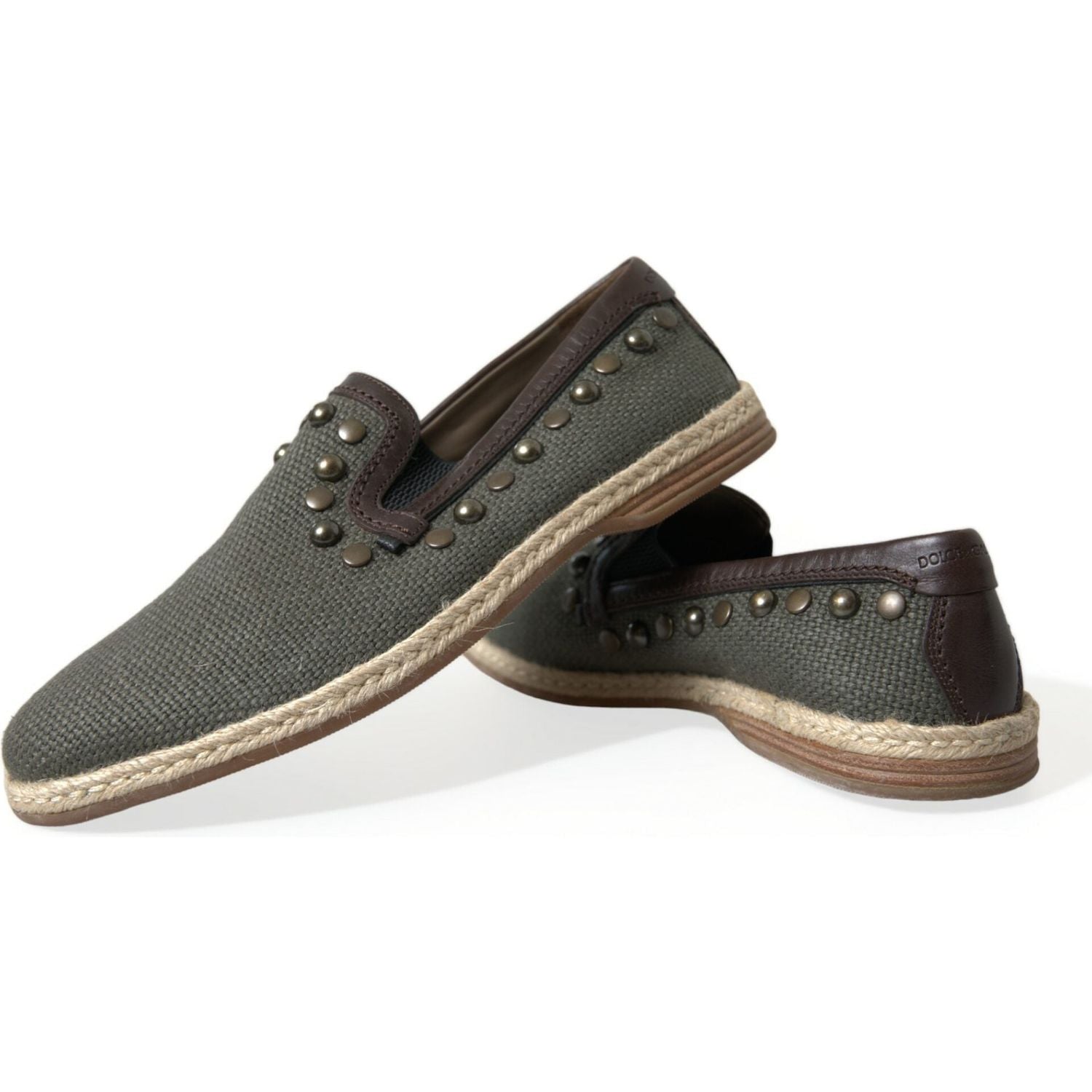 حذاء لوفر من قماش دولتشي آند غابانا مرصع بالمسامير