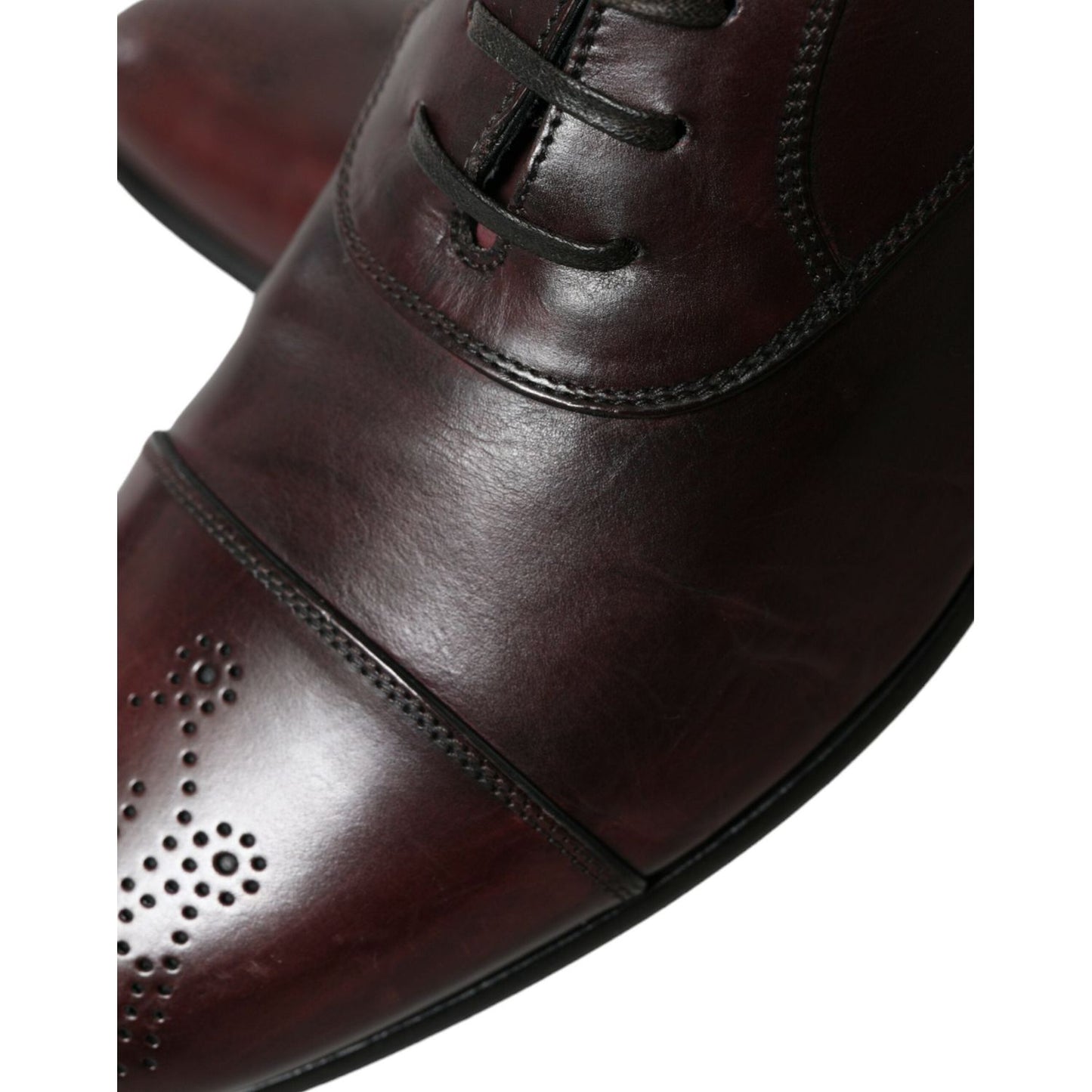 Dolce & Gabbana Elegant Burgundy Leather Derby Shoes Dolce & Gabbana