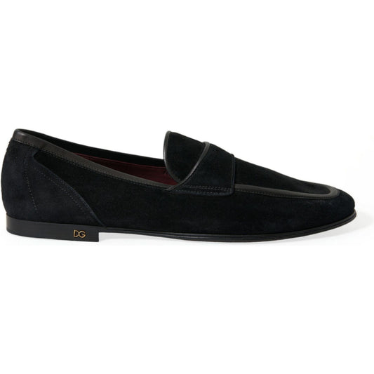 Dolce & Gabbana Elegant Velvet Black Loafers for Men Dolce & Gabbana