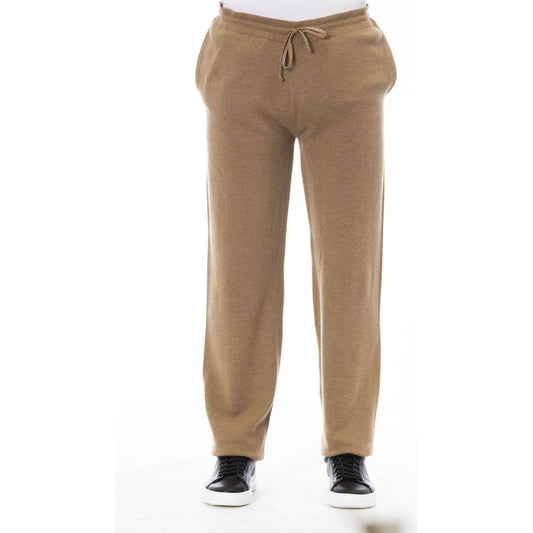 Alpha Studio Beige Linen Men Trouser Alpha Studio