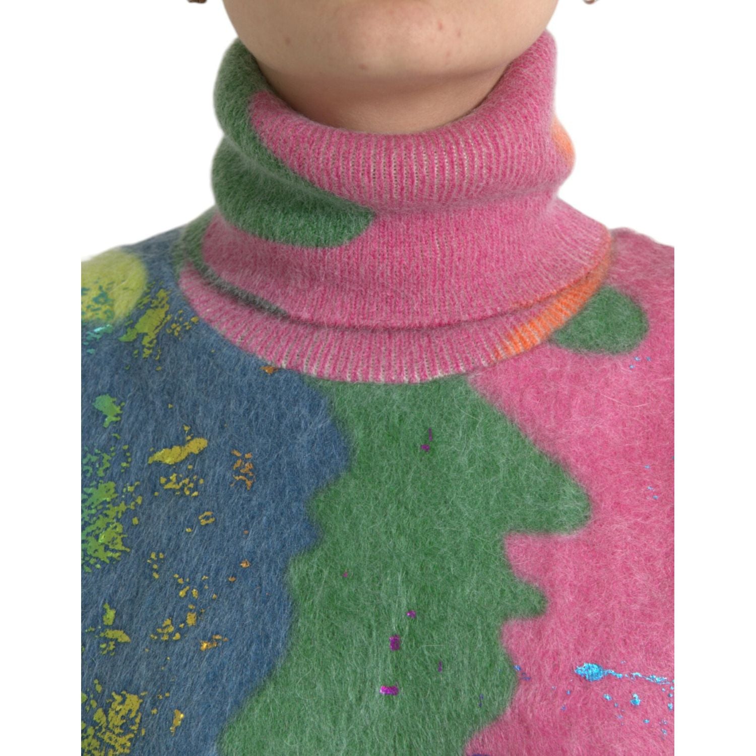 Dolce & Gabbana Multicolor Mohair Turtleneck Pullover Sweater