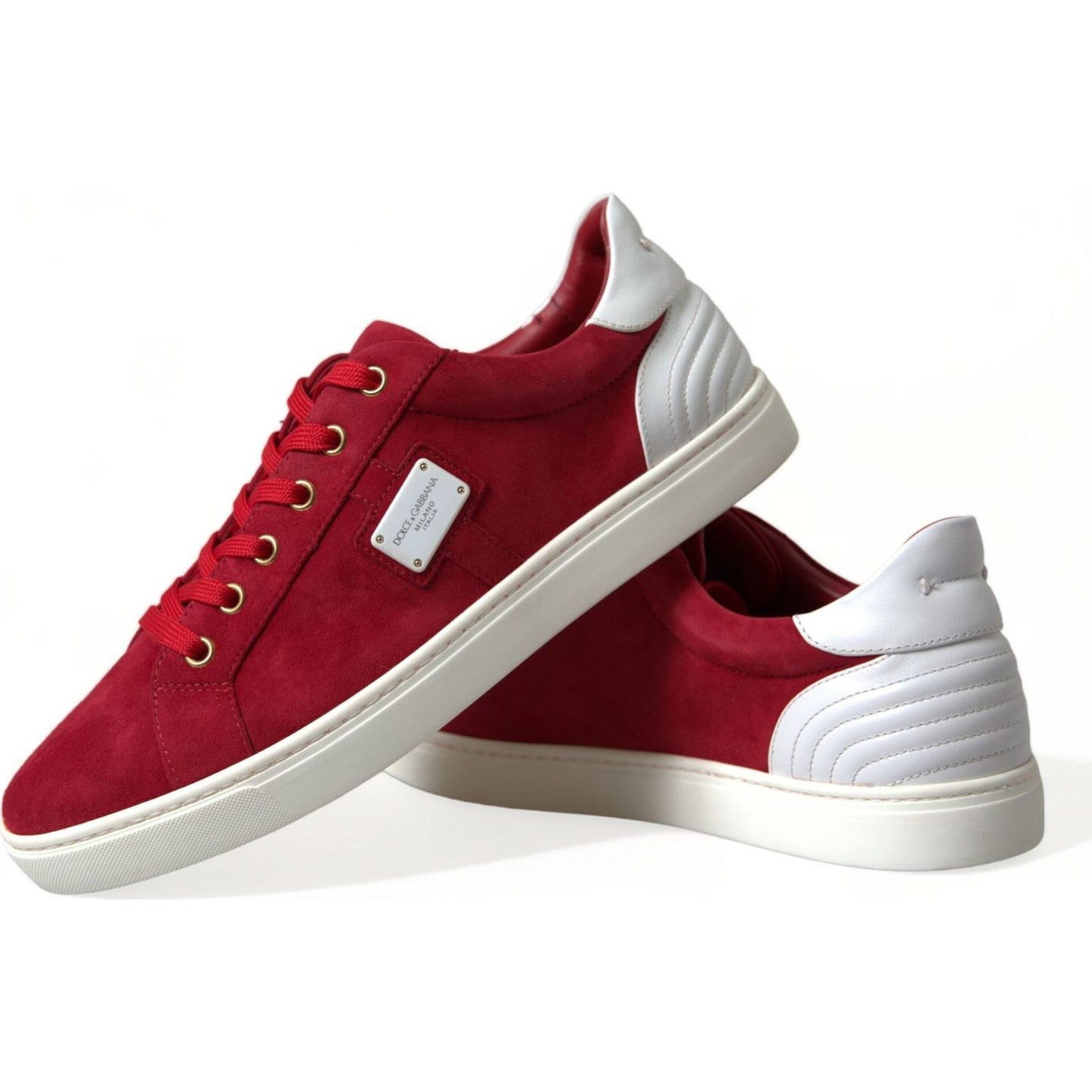 Dolce & Gabbana Elegant Red & White Leather Sneakers Dolce & Gabbana