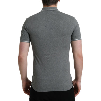 Dolce & Gabbana Gray Collared Short Sleeve Crown T-shirt