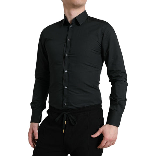 Dolce & Gabbana Elegant Slim Black Silk Blend Dress Shirt Dolce & Gabbana