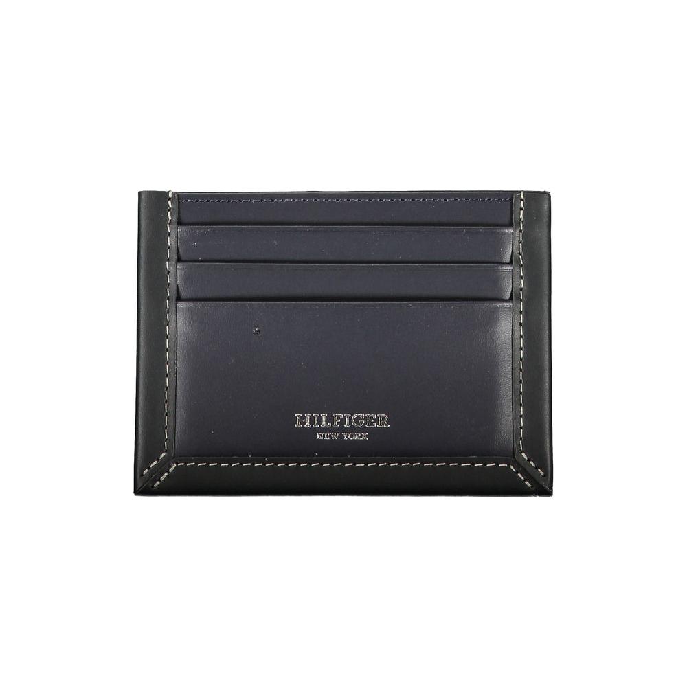 Tommy Hilfiger Sleek Blue Leather Card Holder with Contrast Detail Tommy Hilfiger