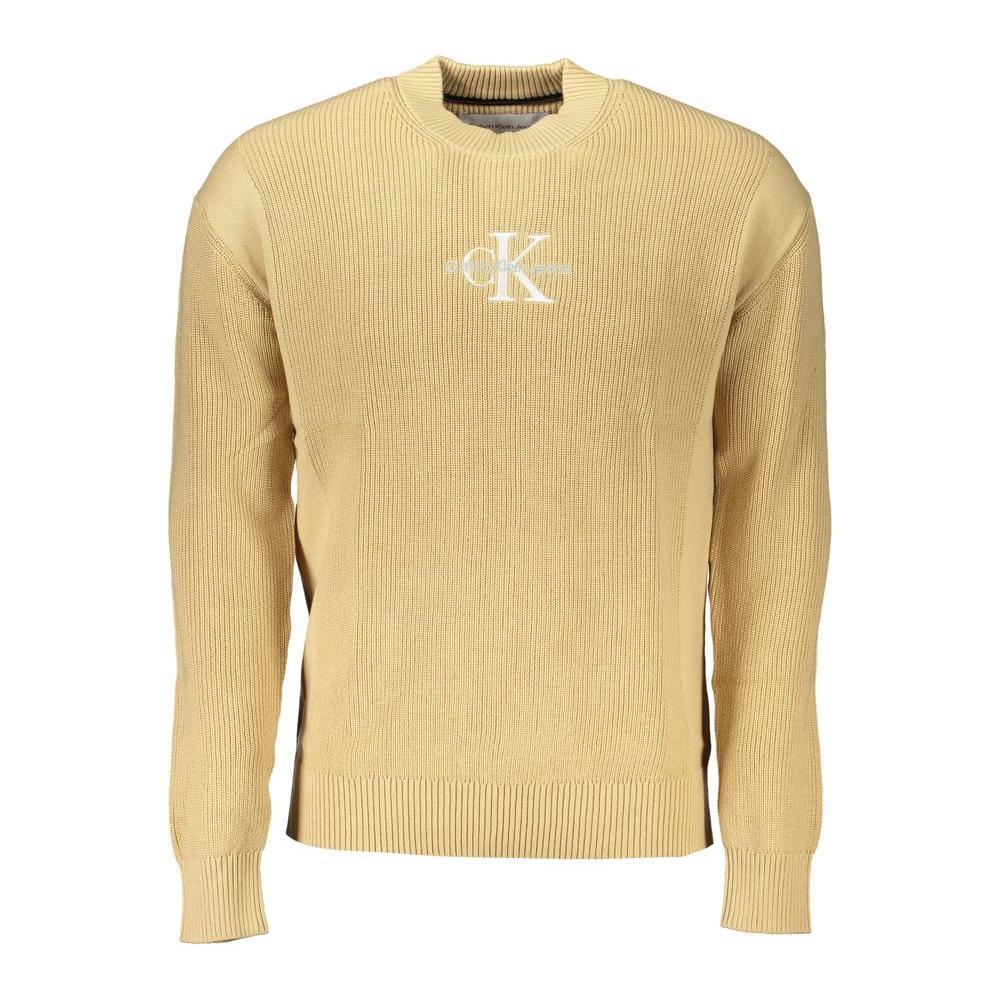 Calvin Klein Chic Beige Crew Neck Cotton Sweater Calvin Klein