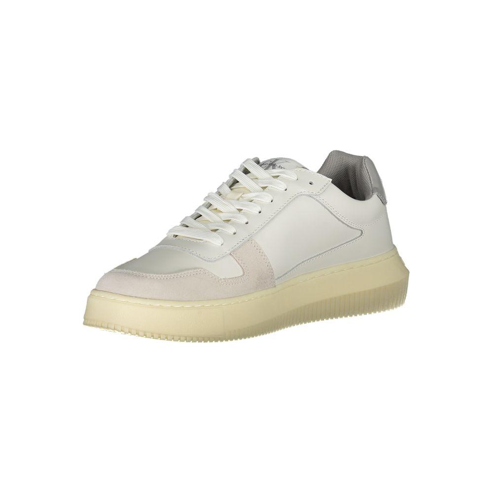 Calvin Klein Sleek White Lace-Up Sneakers with Contrast Details Calvin Klein