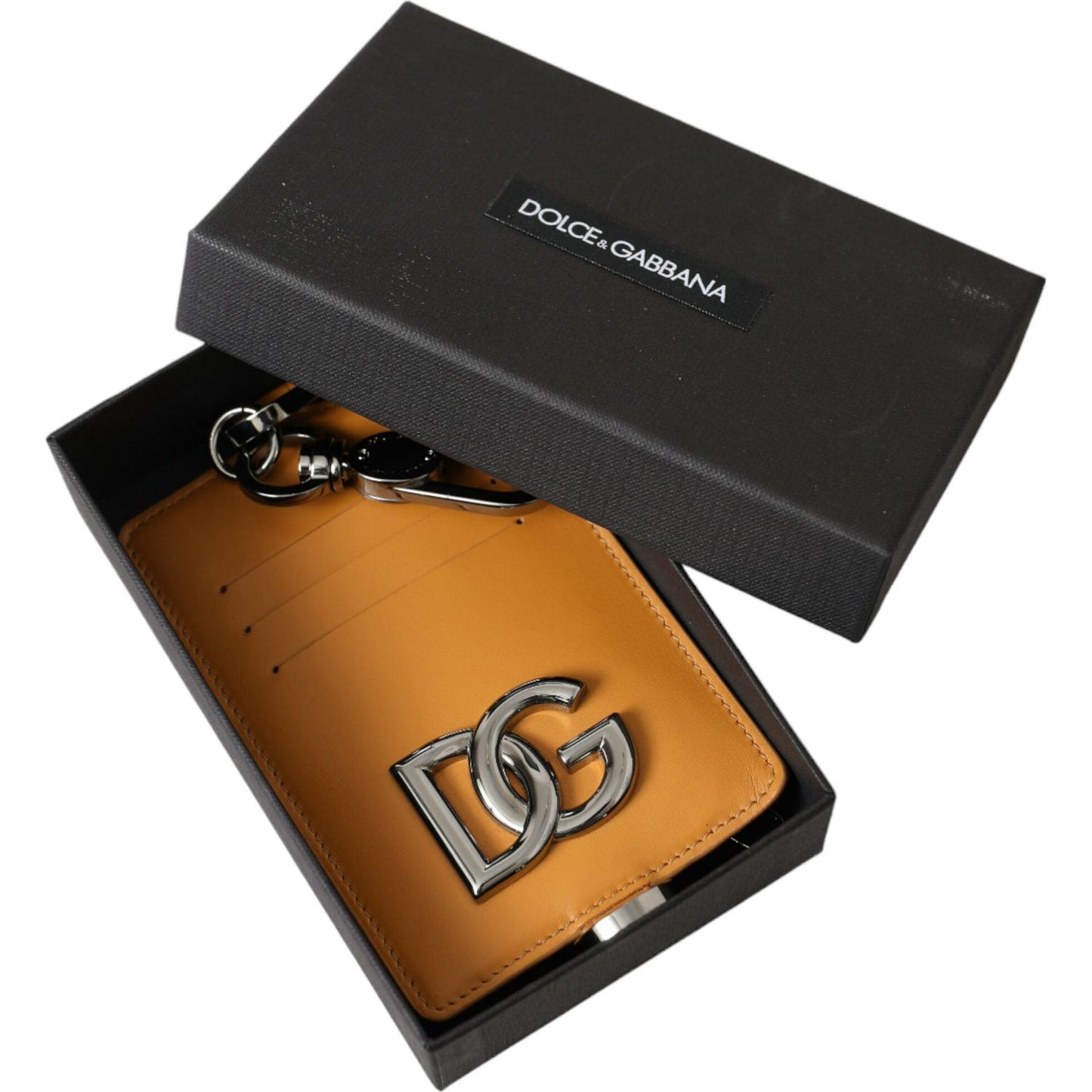 Dolce & Gabbana Elegant Orange Calf Leather Card Holder Dolce & Gabbana