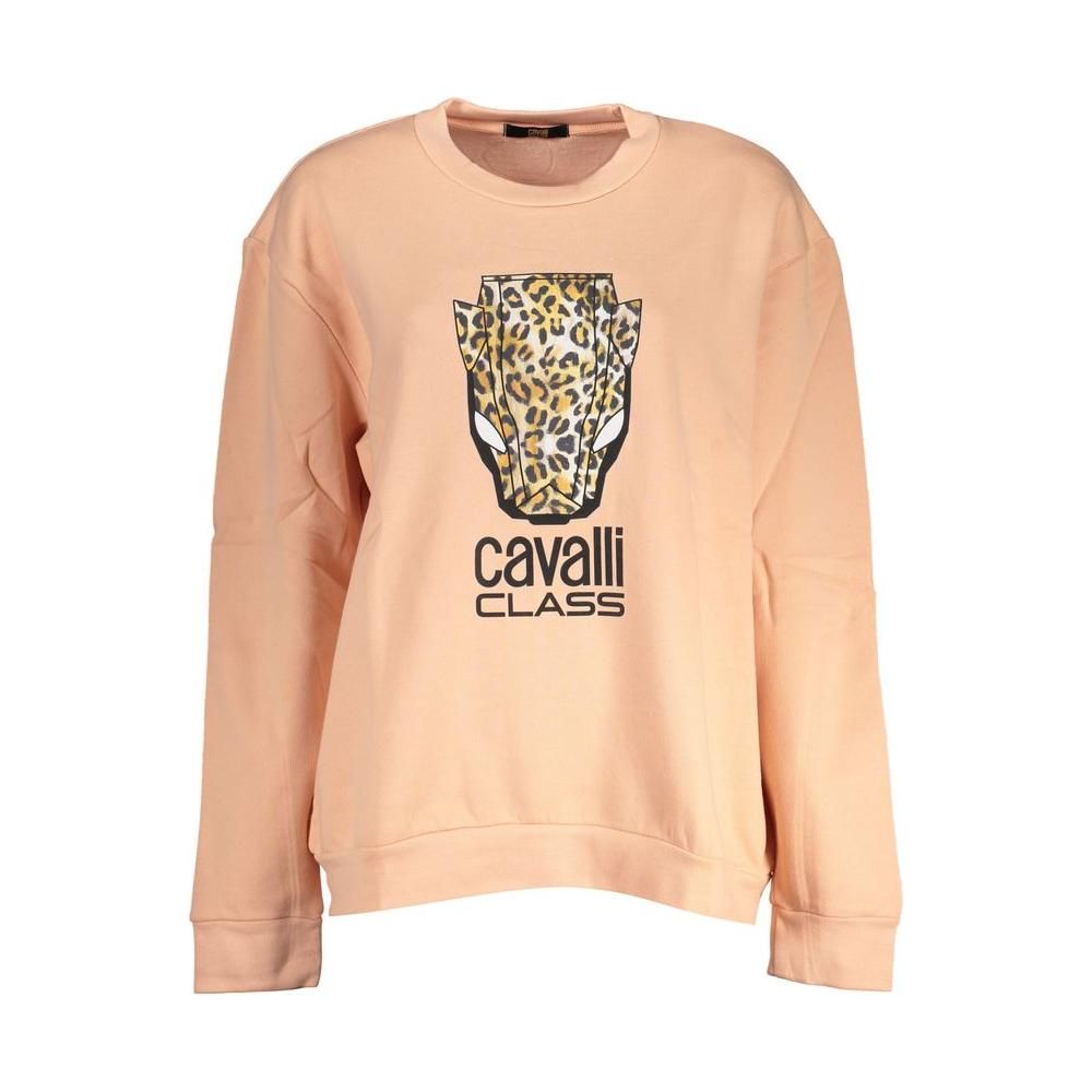 Cavalli Class Elegant Pink Fleece Crew Neck Sweater Cavalli Class