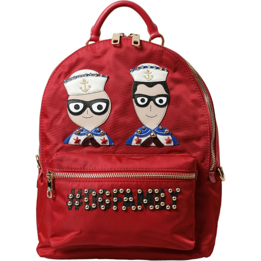 Dolce & Gabbana Red #DGFAMILY Embellished Backpack VULCANO Bag