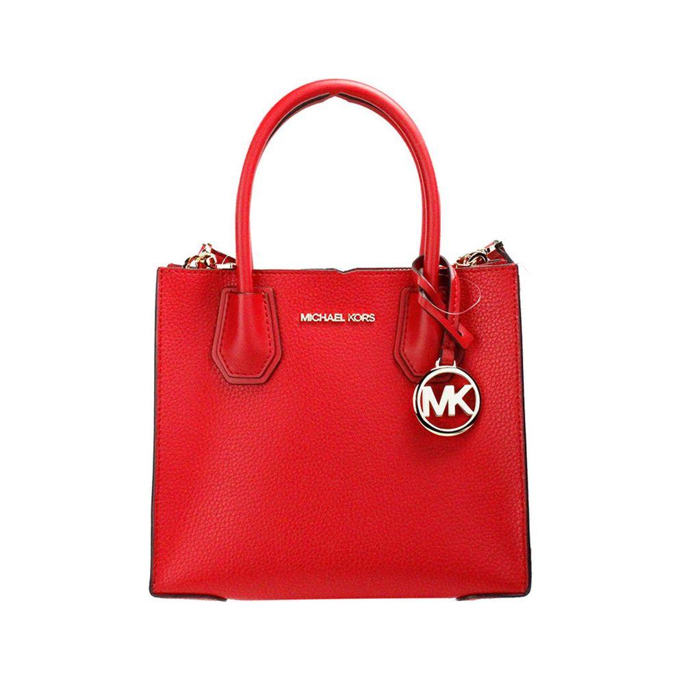 Michael Kors Mercer Medium Bright Red Pebble Leather Messenger Crossbody Bag Michael Kors