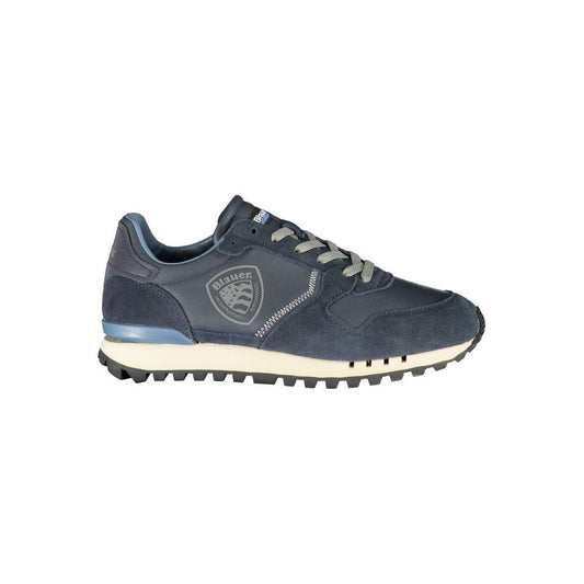 Blauer Sleek Blue Sports Sneakers with Contrast Lace-Up Detail Blauer