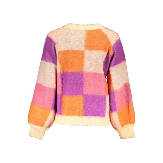 Desigual Chic Pink Contrast Crew Neck Sweater Desigual