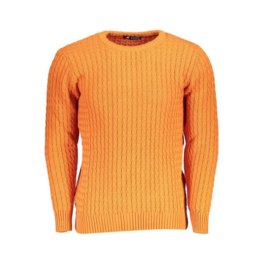 U.S. Grand Polo Elegant Twisted Crew Neck Orange Sweater U.S. Grand Polo