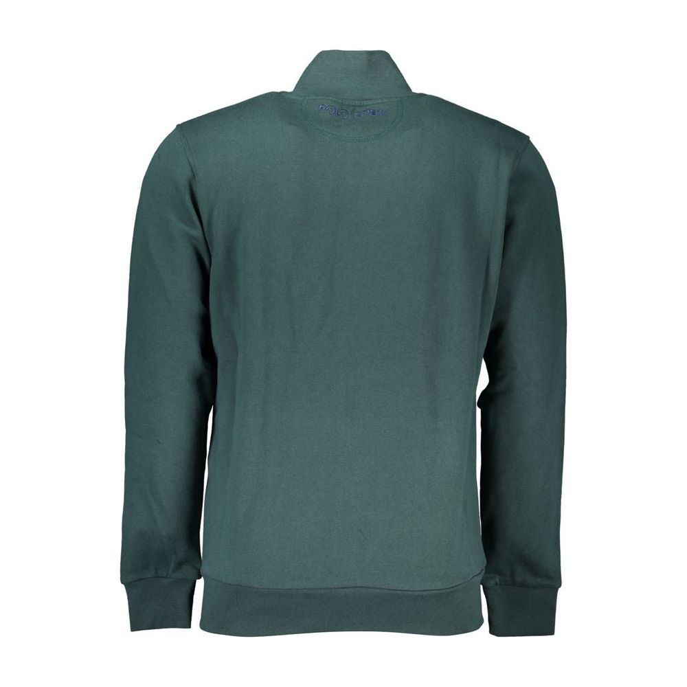 La Martina Elegant Green Fleece Sweatshirt with Embroidery La Martina