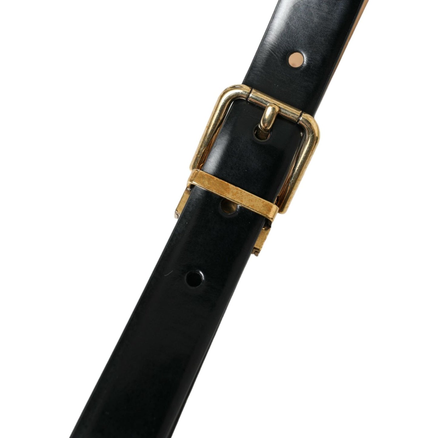 Dolce & Gabbana Elegant Black Leather Waist Belt with Logo Buckle Dolce & Gabbana