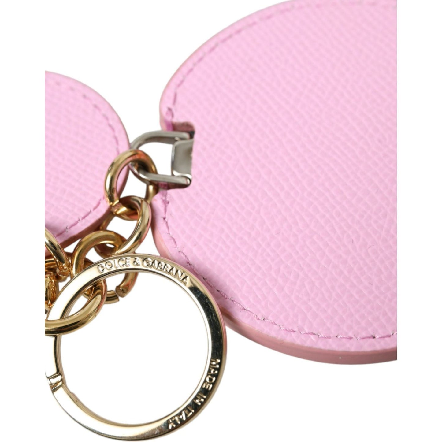 Dolce & Gabbana Elegant Pink Gold Leather Keychain Dolce & Gabbana