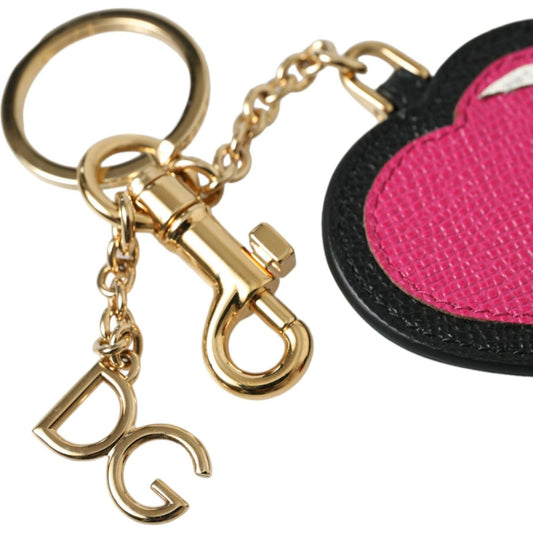 Dolce & Gabbana Stunning Gold and Pink Leather Keychain Dolce & Gabbana