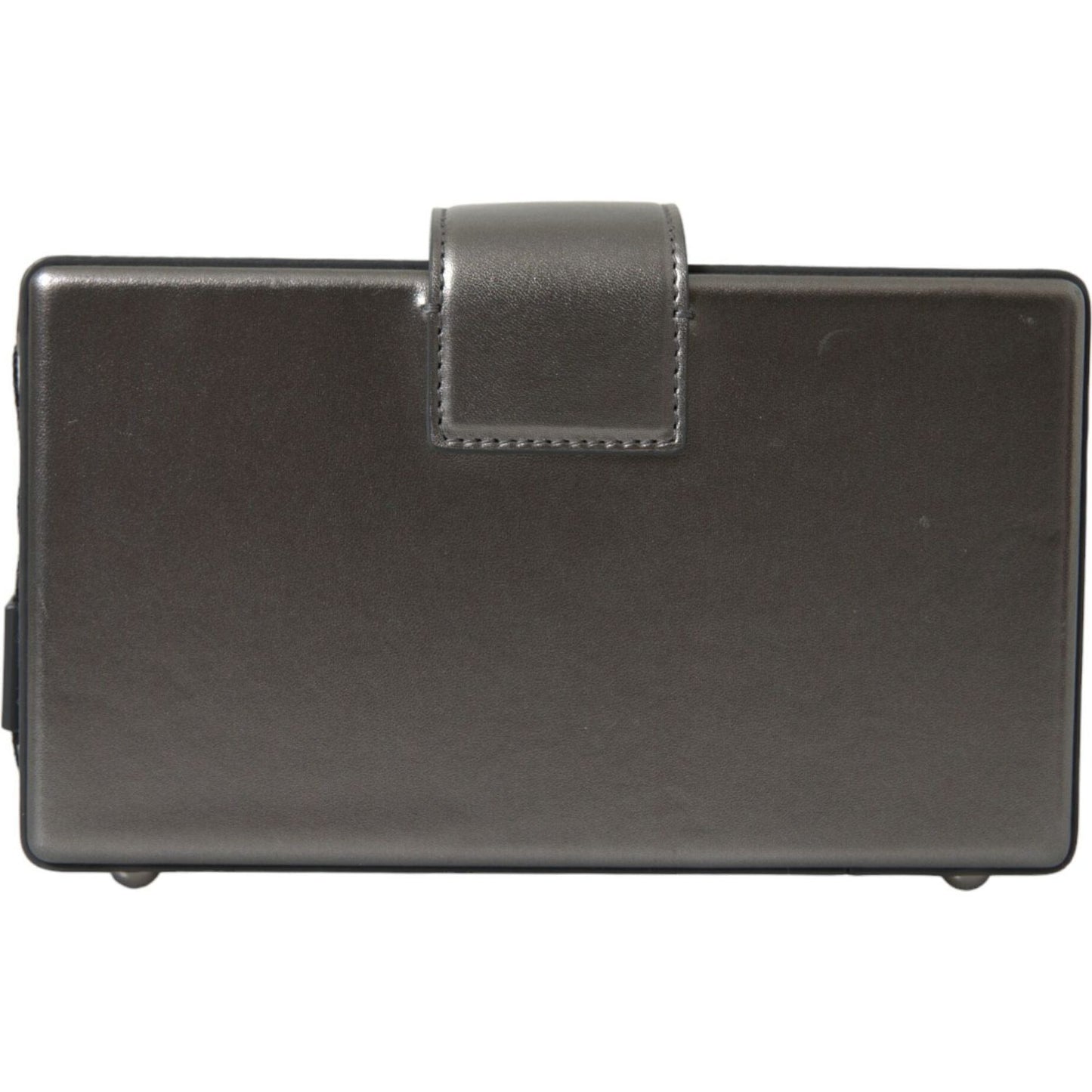 Dolce & Gabbana Metallic Gray Calfskin Leather DG BOX Shoulder Bag