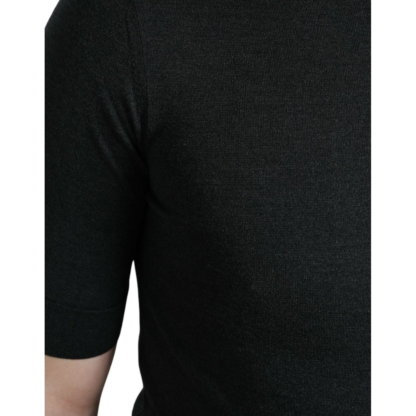 Dolce & Gabbana Elegant Silk Crew Neck Tee in Dark Grey Dolce & Gabbana