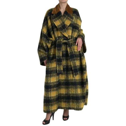 Dolce & Gabbana Yellow Checkered Long Sleeve Coat Jacket