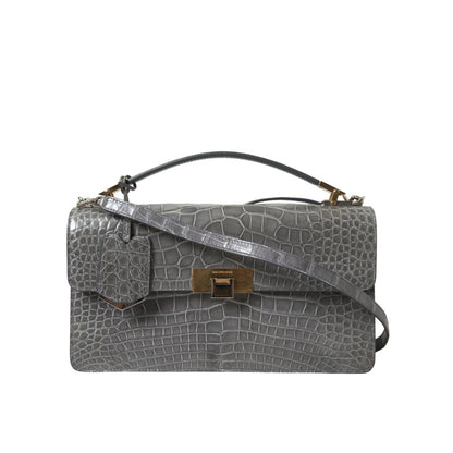 Balenciaga Gray Exotic Leather Medium Shoulder Hand Purse Bag Balenciaga