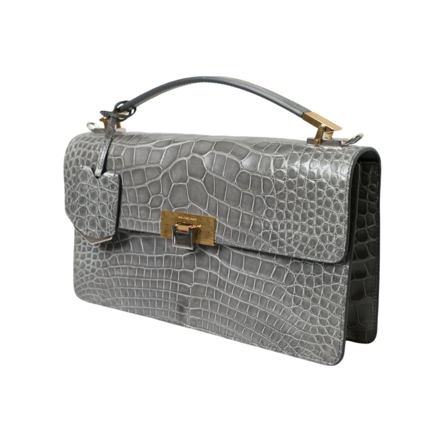 Balenciaga Gray Exotic Leather Medium Shoulder Hand Purse Bag Balenciaga