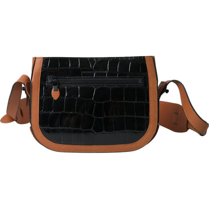 Balenciaga Black Brown Exotic Skin Leather Shoulder Camera Purse Bag