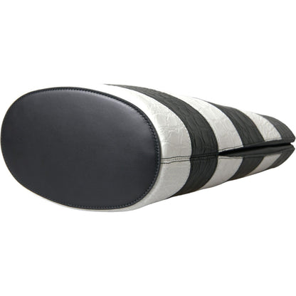 Balenciaga Black White Striped Exotic Skin Leather Maxi Bucket Tote Bag Balenciaga