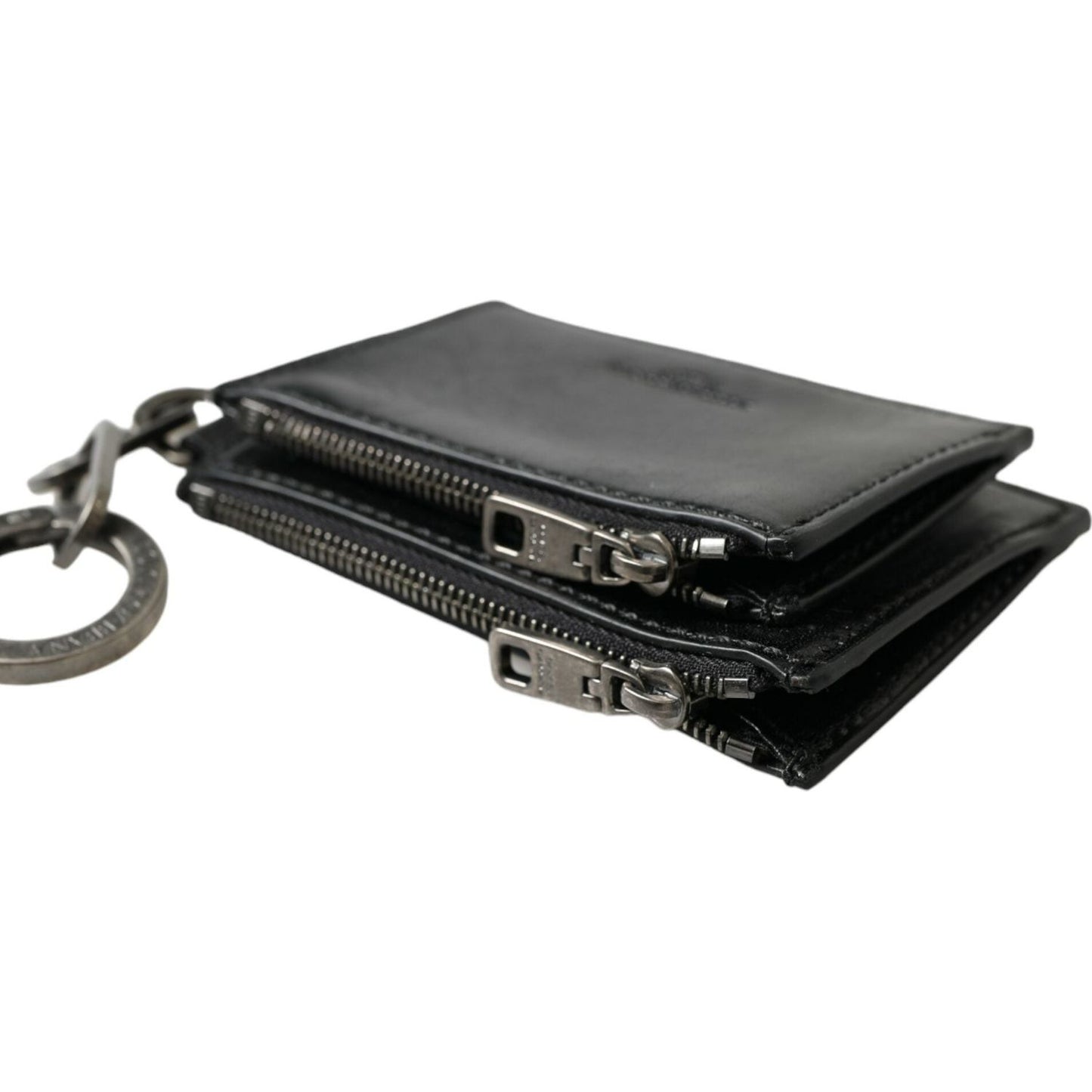 Dolce & Gabbana Black Leather Zip Logo Keyring Coin Purse Keyring Wallet Dolce & Gabbana