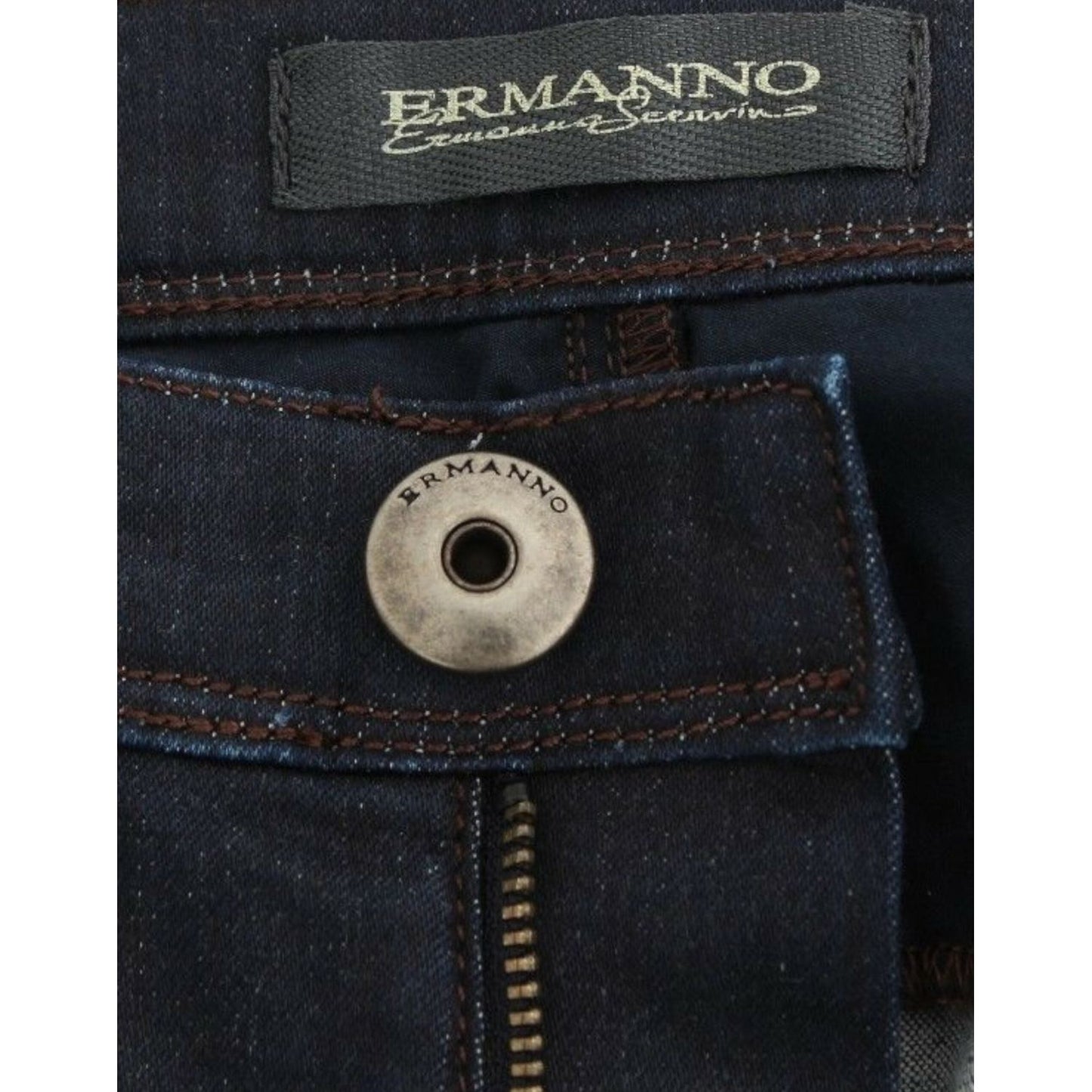 Ermanno Scervino Chic Dark Blue Slim Jeans for Elegant Style Ermanno Scervino