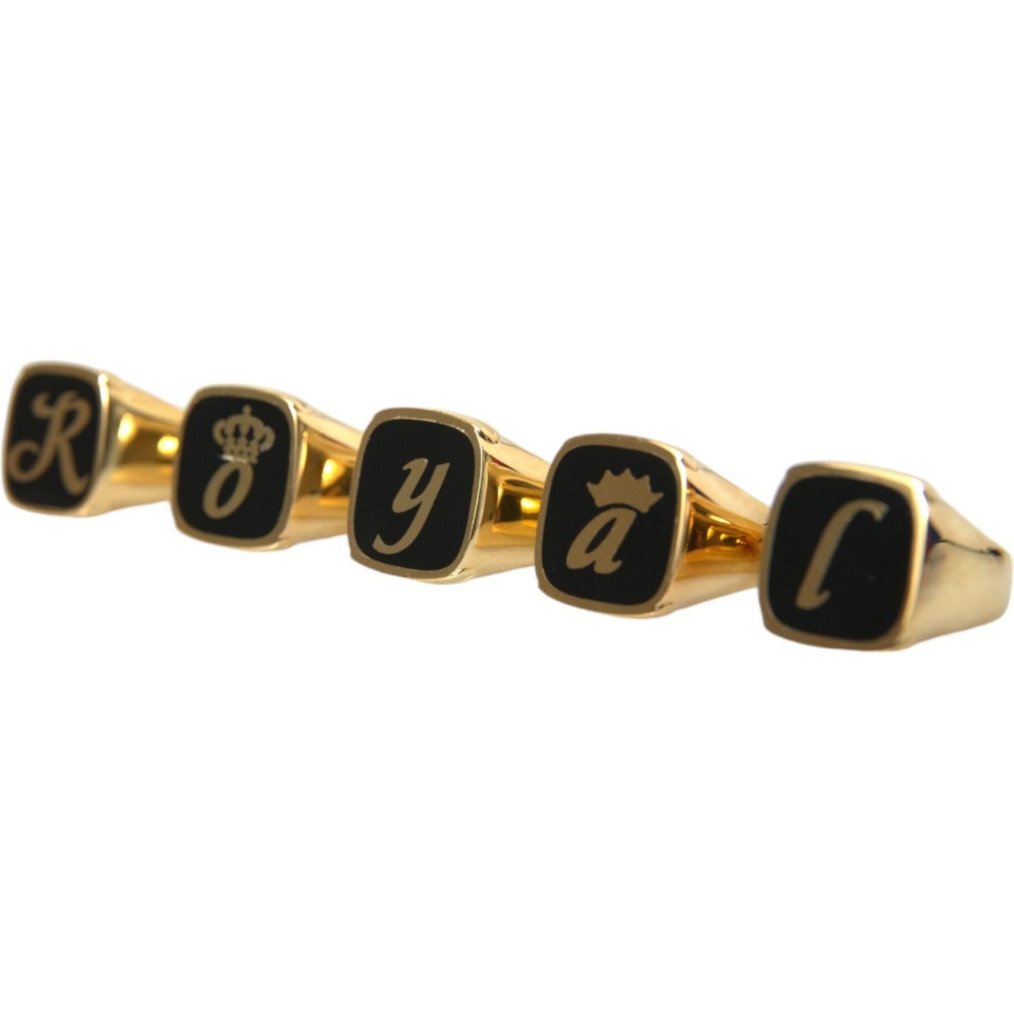 Dolce & Gabbana Gold Brass ROYAL Enamel Set of 5 Ring Ring Dolce & Gabbana