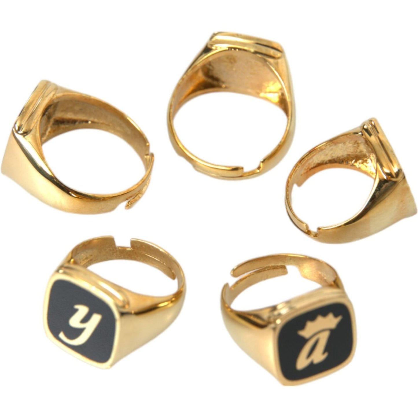 Dolce & Gabbana Gold Brass ROYAL Enamel Set of 5 Ring Ring Dolce & Gabbana