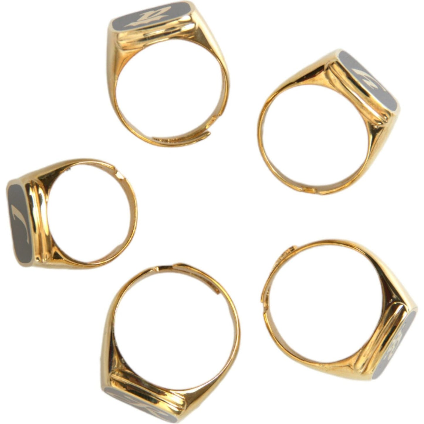Dolce & Gabbana Gold Brass ROYAL Enamel Set of 5 Ring